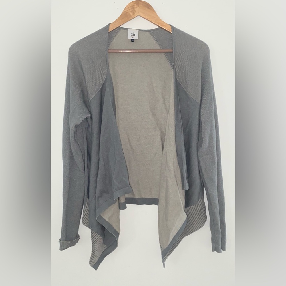 Cabi Pocket Cardigan Sweater in Light Sage Open Front Knit Size Medium